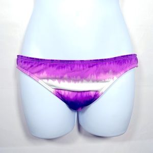 Raisins Bikini Bottoms Size Small Purple White Tie Dye Low Rise Flattering Hips